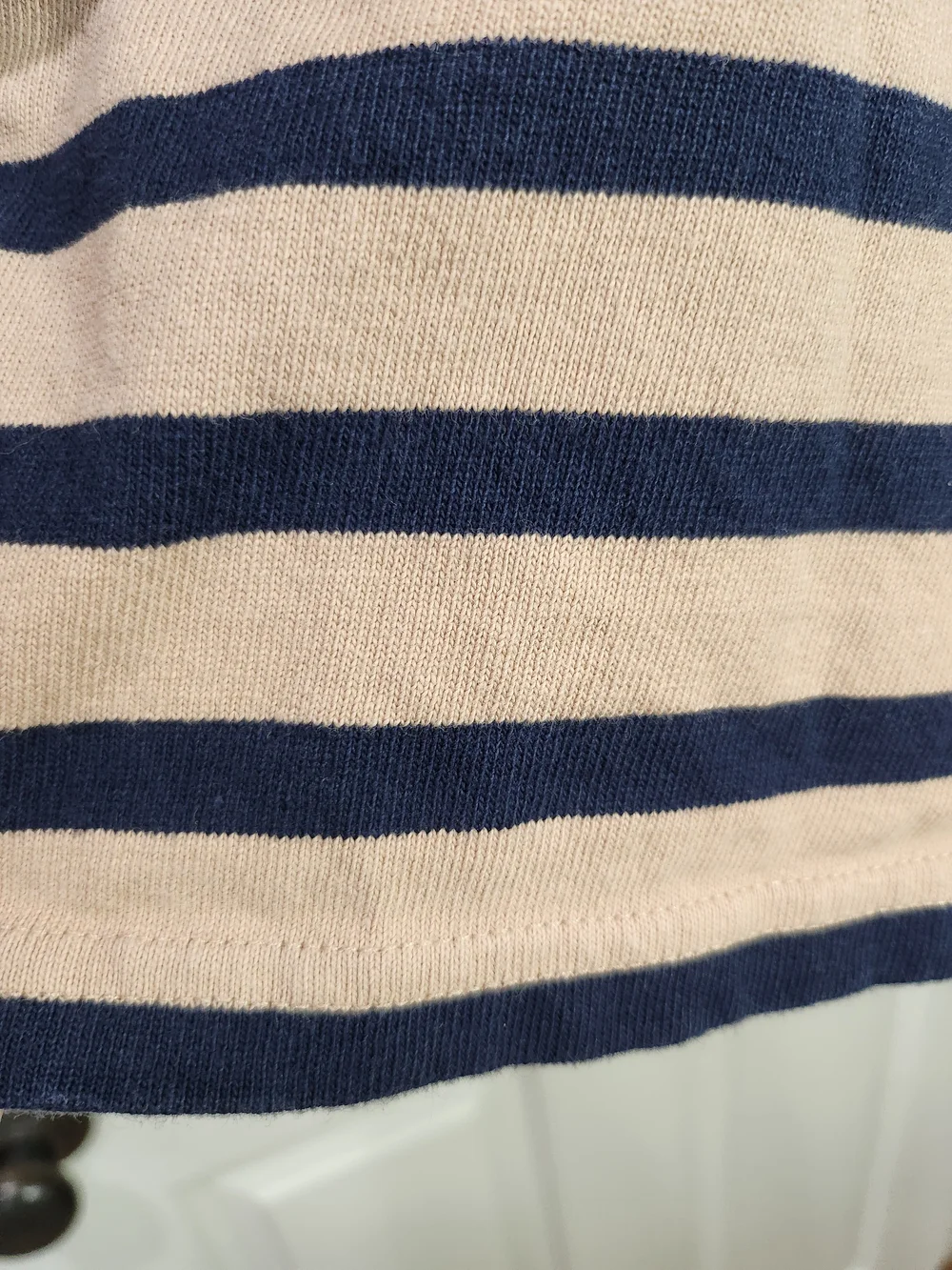 J.Crew Striped Boatneck Top Beige Navy Blue 100% Cotton Size L